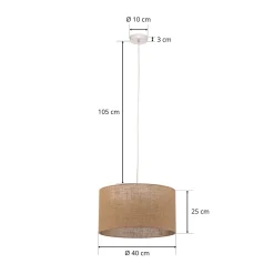 Riippuvalo Jute sylinteri luonnonruskea Ø40cm 1-lamppuinen.