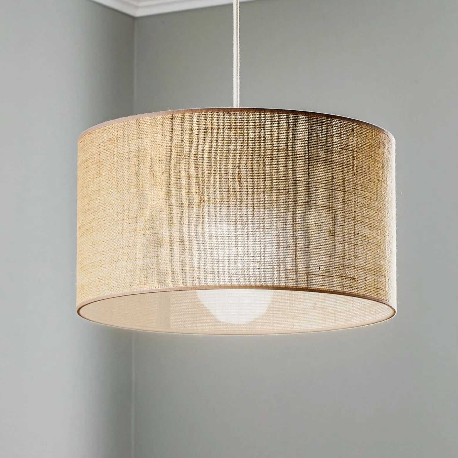 Riippuvalo Jute sylinteri luonnonruskea Ø40cm 1-lamppuinen.