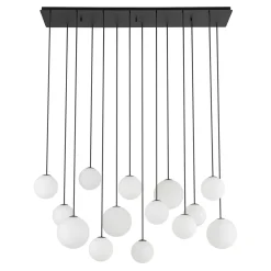 Riippuvalo SNOWBALL, opaali/musta, 100 x 34 cm, 14 x G9