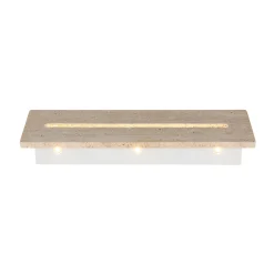 Rojas-LED-seinävalaisin, beige/valkoinen, travertiini, leveys 40 cm