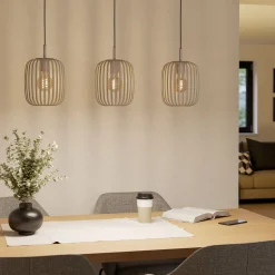 Romazzina-riippuvalaisin, beige, pituus 90 cm, 3-lamppuinen, metalli