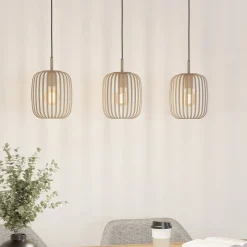 Romazzina-riippuvalaisin, beige, pituus 90 cm, 3-lamppuinen, metalli