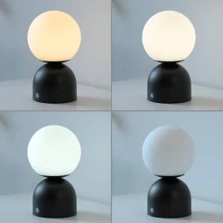 RUDI-LED-akkukäyttöinen pöytälamppu, musta, korkeus 20 cm, CCT, kosketusohjaus