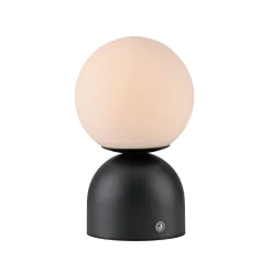 RUDI-LED-akkukäyttöinen pöytälamppu, musta, korkeus 20 cm, CCT, kosketusohjaus