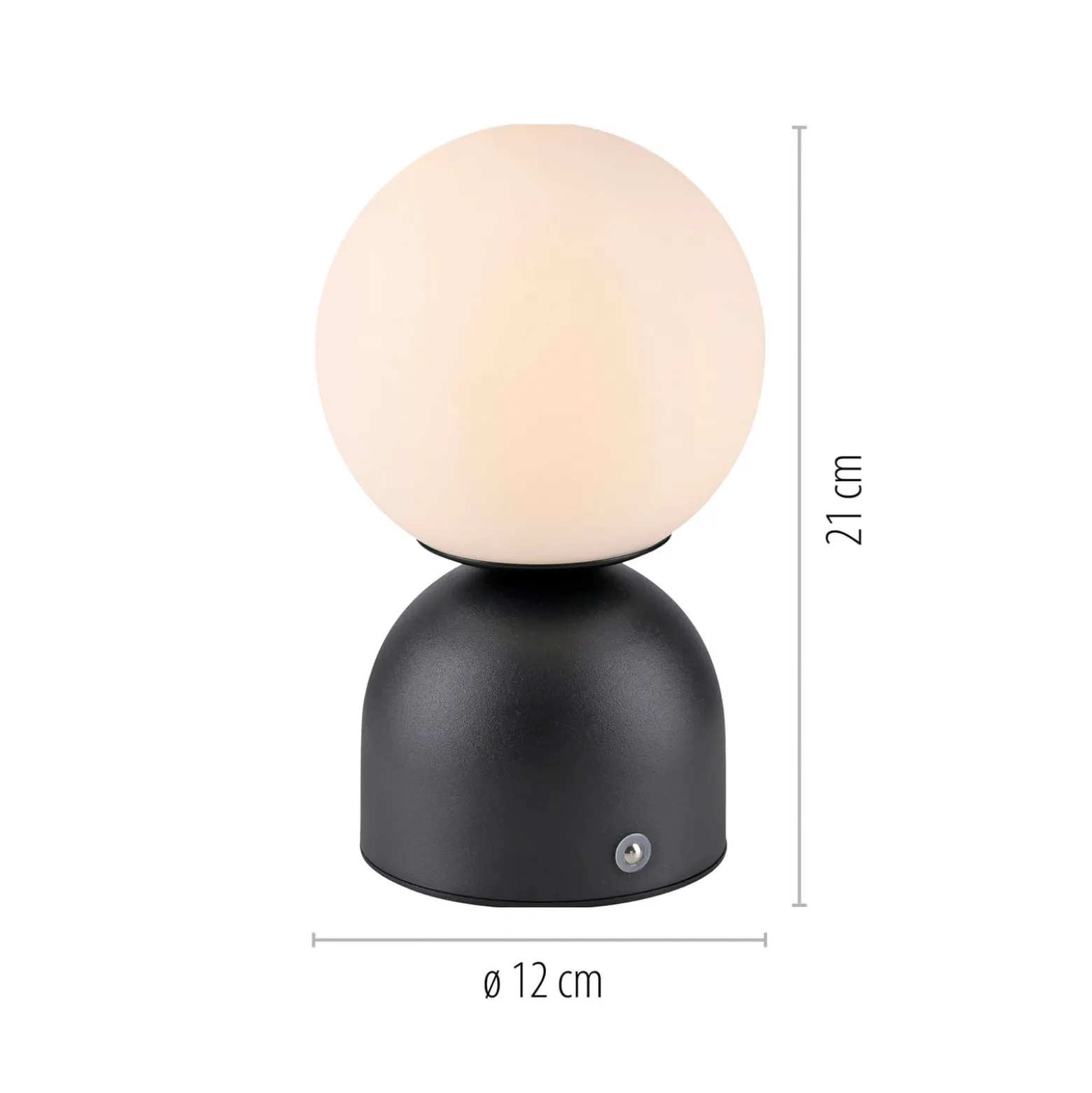 RUDI-LED-akkukäyttöinen pöytälamppu, musta, korkeus 20 cm, CCT, kosketusohjaus