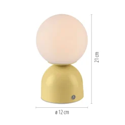 RUDI-LED-akkukäyttöinen pöytävalaisin, keltainen, korkeus 20 cm, CCT,