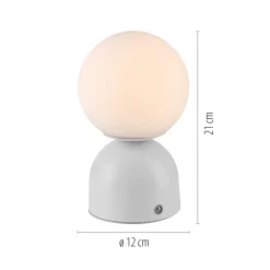 RUDI-LED-akkukäyttöinen pöytävalaisin, valkoinen, korkeus 20 cm, CCT,