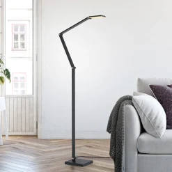SAMSKY-LED-lattiavalo, harmaa, korkeus 161 cm, metallia, kosketushimmennin