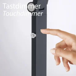SAMSKY-LED-lattiavalo, harmaa, korkeus 161 cm, metallia, kosketushimmennin