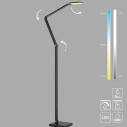 SAMSKY-LED-lattiavalo, harmaa, korkeus 161 cm, metallia, kosketushimmennin