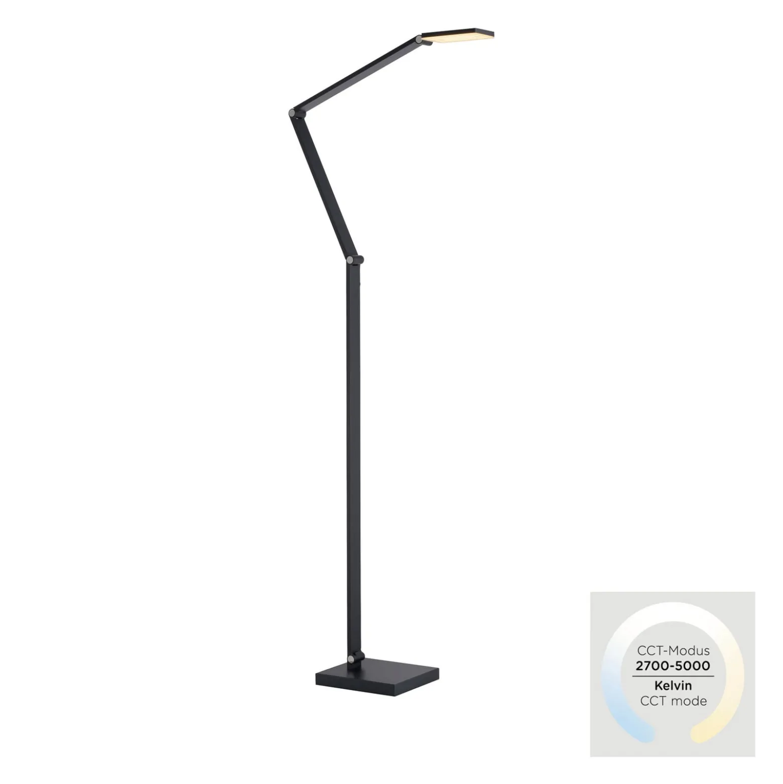 SAMSKY-LED-lattiavalo, harmaa, korkeus 161 cm, metallia, kosketushimmennin