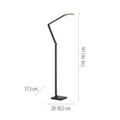 SAMSKY-LED-lattiavalo, harmaa, korkeus 161 cm, metallia, kosketushimmennin