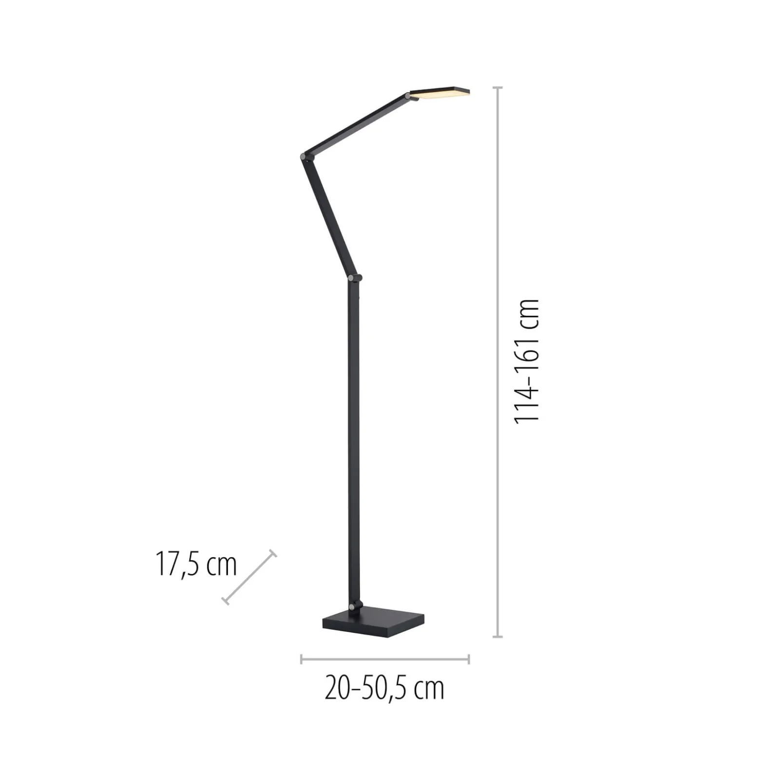 SAMSKY-LED-lattiavalo, harmaa, korkeus 161 cm, metallia, kosketushimmennin