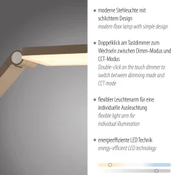 SAMSKY-LED-lattiavalo, pronssi, korkeus 161 cm, metallinen kosketushimmennin