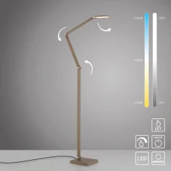 SAMSKY-LED-lattiavalo, pronssi, korkeus 161 cm, metallinen kosketushimmennin