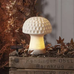 Sandy LED-aurinkovalaisin, 24 cm, valkoinen, muovi, sienen muotoinen