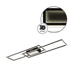 Saunders LED-kattovalaisin, pituus 96 cm, musta, 3D-efekti