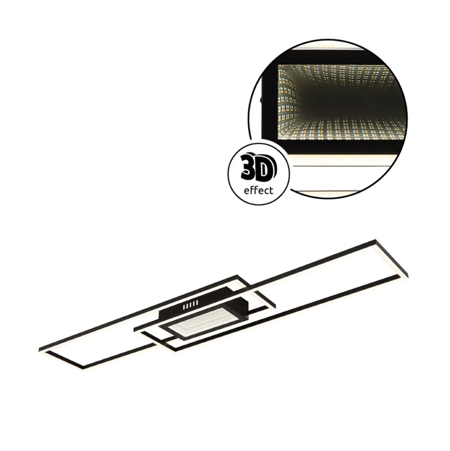 Saunders LED-kattovalaisin, pituus 96 cm, musta, 3D-efekti
