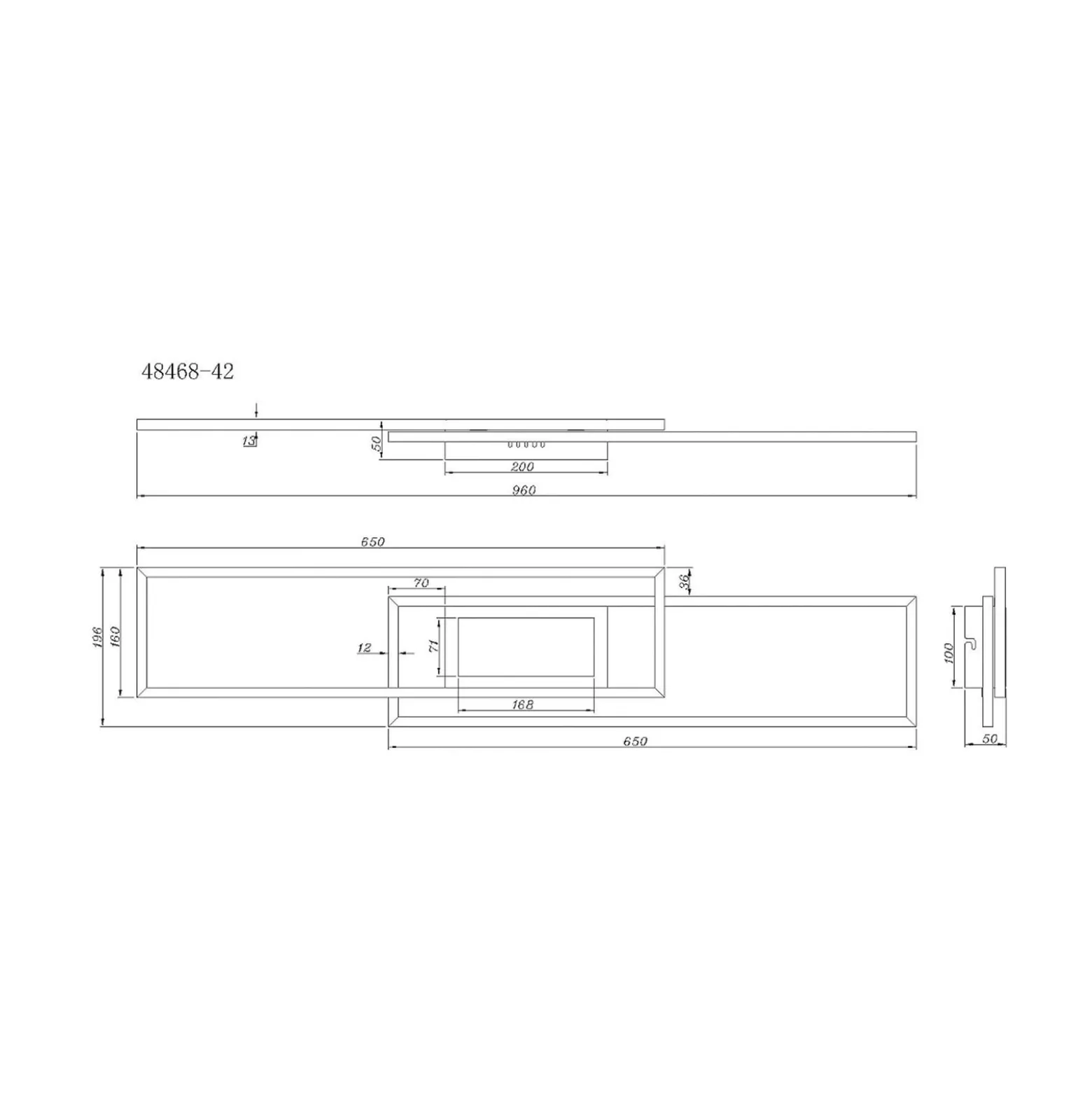 Saunders LED-kattovalaisin, pituus 96 cm, musta, 3D-efekti