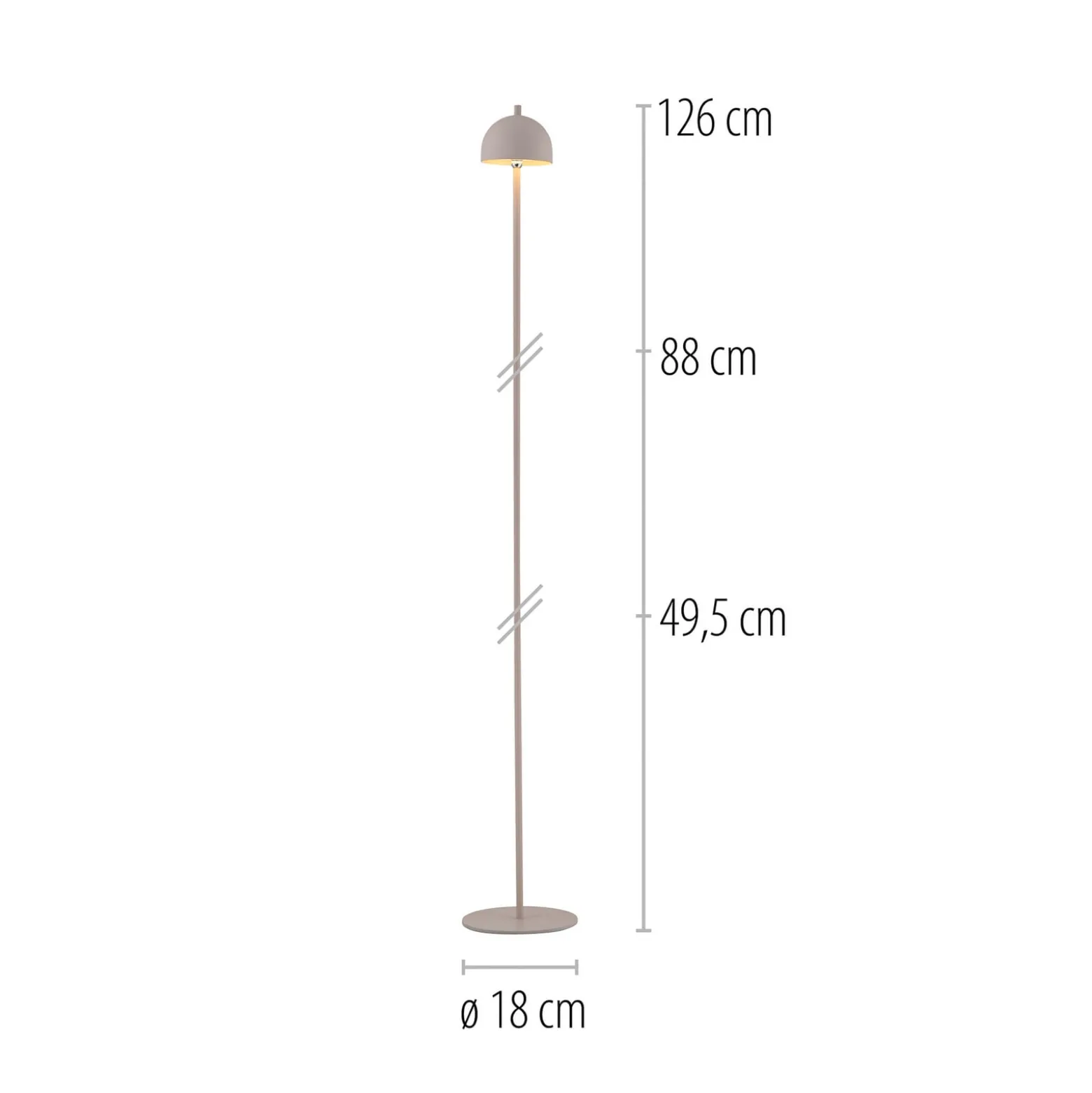 Schöner Wohnen LED-akkukäyttöinen lattiavalaisin Bellis, hiekkatuuli, IP54