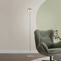 Schöner Wohnen LED-akkukäyttöinen lattiavalaisin Bellis kromi, IP54 3 000 K