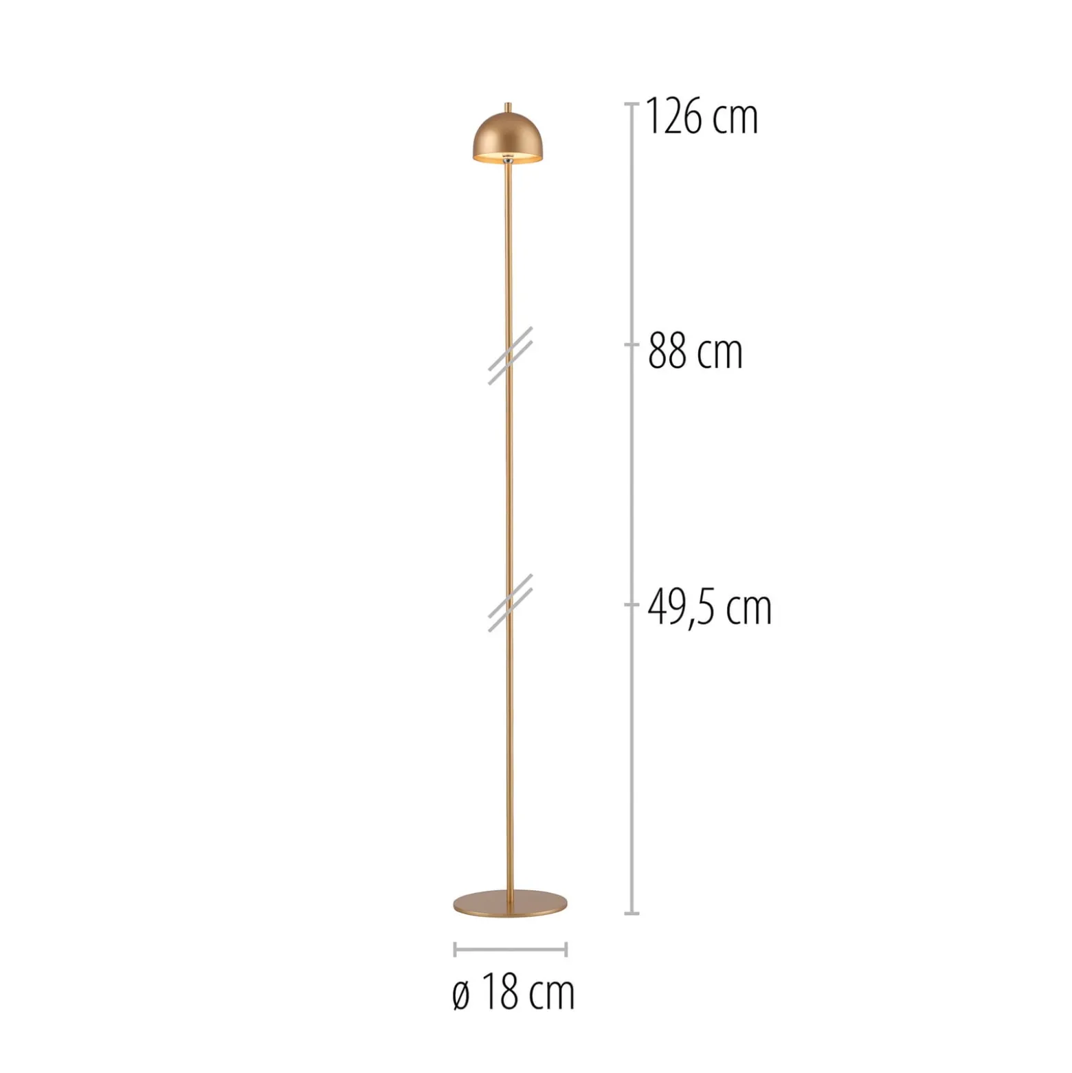 Schöner Wohnen LED-akkukäyttöinen lattiavalo Bellis, kullanvärinen, IP54