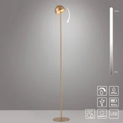 Schöner Wohnen LED-akkukäyttöinen lattiavalo Bellis, kullanvärinen, IP54
