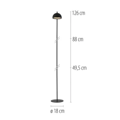 Schöner Wohnen LED-akkukäyttöinen lattiavalo Bellis, musta, IP54