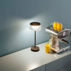 Schöner Wohnen LED-akku-pöytävalaisin Torre, IP44, himmennin
