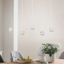 SCHÖNER WOHNEN LED-riippuvalaisin Lini valkoinen, 5-lamppuinen, 3 000 K
