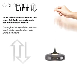 Schöner Wohnen LED-riippuvalo Posh 1-lamppuinen, savulasi, 3 000 K