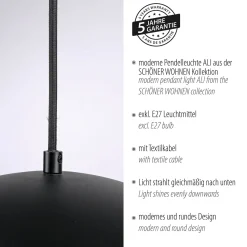 Schöner Wohnen riippuvalaisin Ali musta, rauta, Ø 38 cm, E27