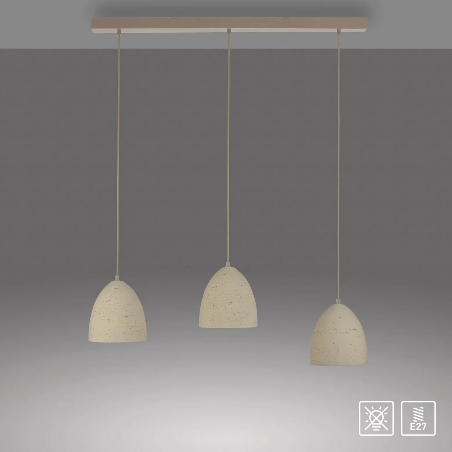 Schöner Wohnen Traventa-riippuvalo, 3-lamppuinen, beige, E27