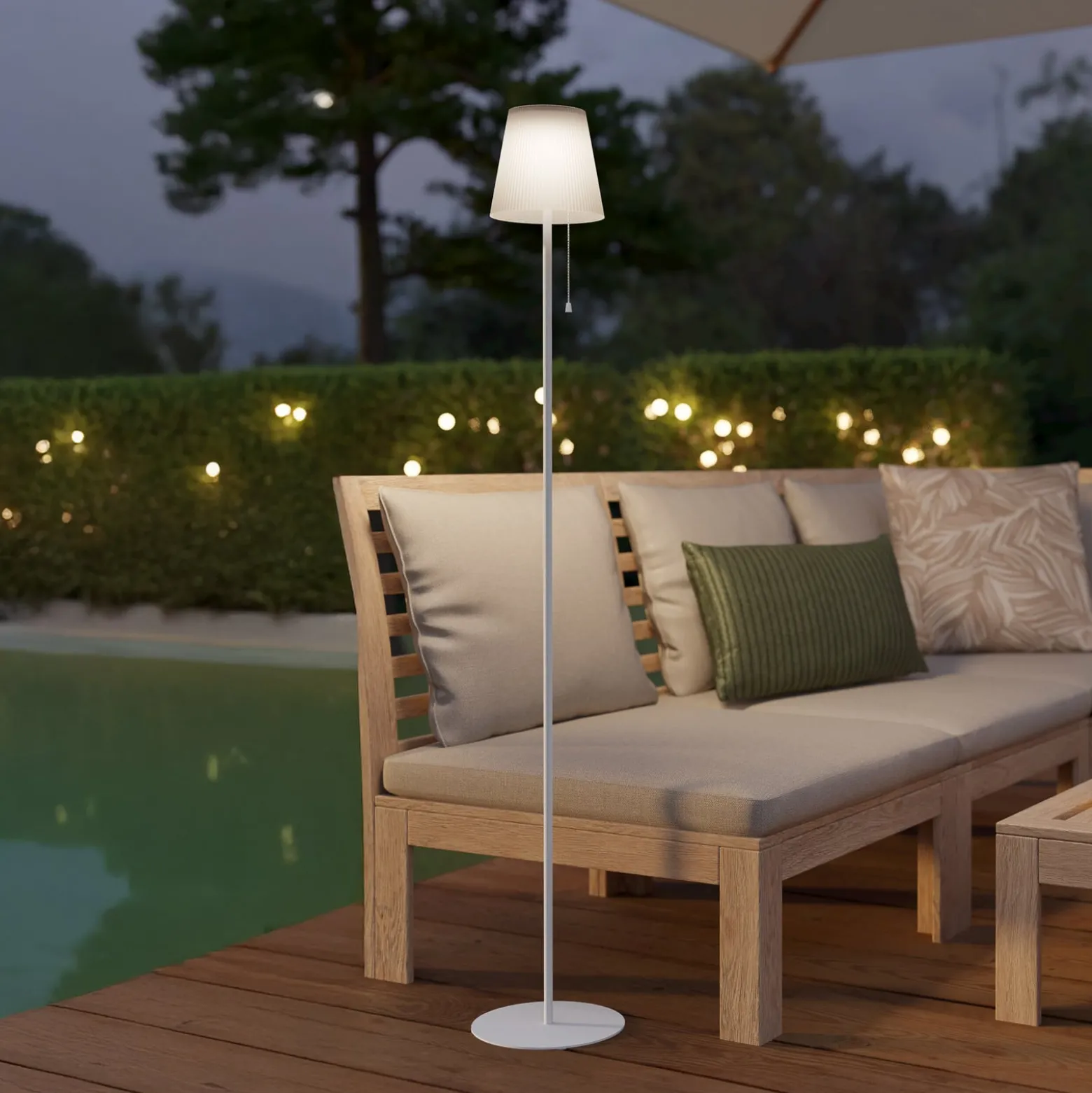 Scordiano-L aurinko-LED-terassivalaisin, valkoinen, korkeus 120 cm