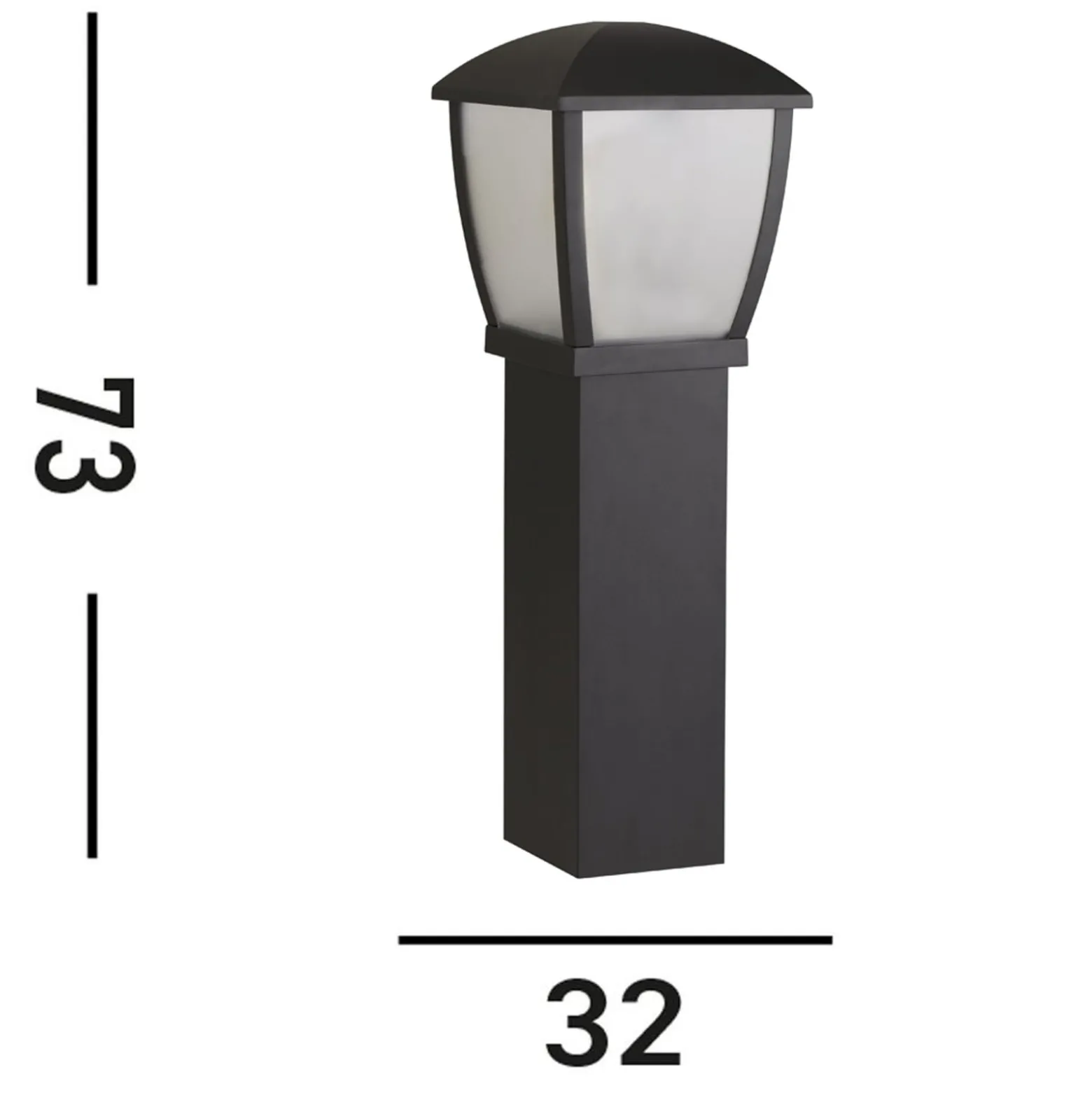 Seattlen pollarivalaisin, IP44, musta, korkeus 73 cm, metallia