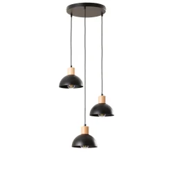 Seco-riippuvalaisin, Ø 30 cm, musta, metalli/puu, 3-valo.