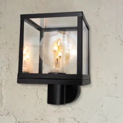 Segula ulkoseinälamppu Modern, ruostumaton teräs, lasi, musta, E27