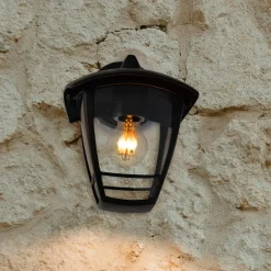 SEGULA ulkoseinävalaisin Antique down, musta, alumiini, E27