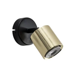 Seinäkohdevalaisin Demia, musta/messinkivärinen, 10 cm leveä, GU10