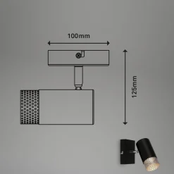 Seinäkohdevalo Plek GU10 musta/hopea, 1-lamppuinen