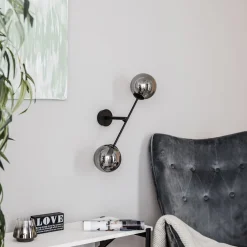 Seinälamppu Linear, musta/grafiitti, 2-lamppuinen