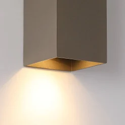 Seinälamppu London Square, ruskea, korkeus 15 cm, metalli, 2-lamppuinen.