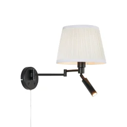 Seinälamppu Pivot, luonnonvalkoinen/musta, ulkonema 43 cm, 2-lamppuinen.