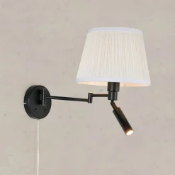 Seinälamppu Pivot, luonnonvalkoinen/musta, ulkonema 43 cm, 2-lamppuinen.