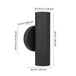 Seinälamppu Portillo, musta, korkeus 20 cm, 2-lamppuinen. Metalli, GU10