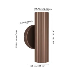 Seinälamppu Portillo, pronssi, korkeus 20 cm, 2-lamppuinen metalli, GU10