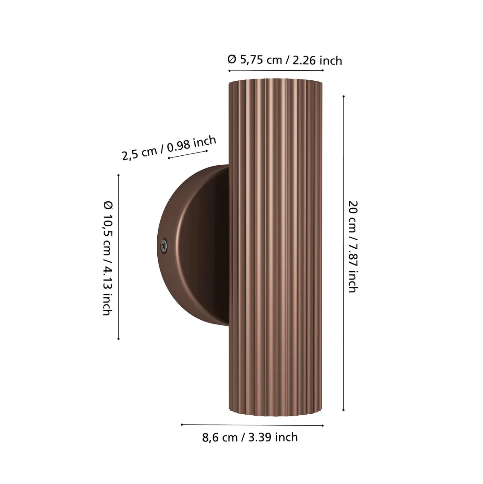 Seinälamppu Portillo, pronssi, korkeus 20 cm, 2-lamppuinen metalli, GU10