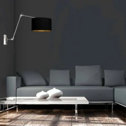 Seinälamppu Prestige Chic teräs/musta-kulta, ulkonema 90 cm