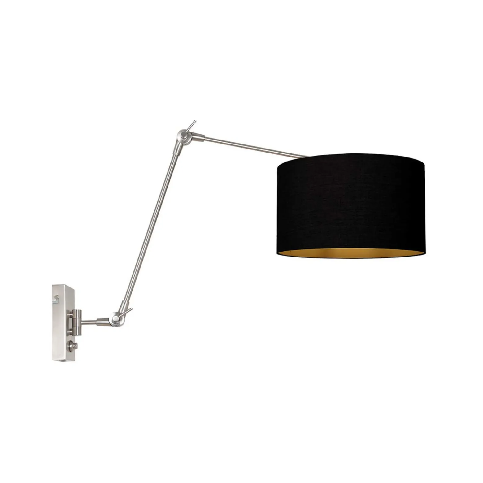 Seinälamppu Prestige Chic teräs/musta-kulta, ulkonema 90 cm