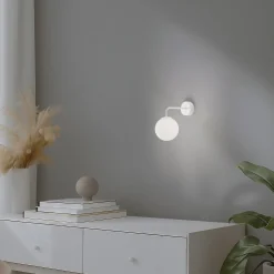 Seinävalaisin Astral, valkoinen, ulkonema 22 cm, teräs/lasi